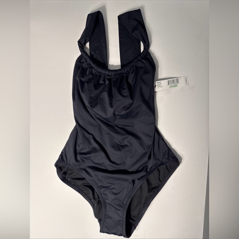 DNKY NWT Trendy Black One-Piece Swimsuit size 8